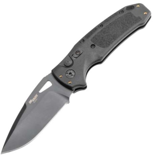 Hogue Sig K320A Automatic Folding Knife 3.5in CPM S30V Stainless Drop Point Blade Black Cerakote Black Polymer Handle - Hogue