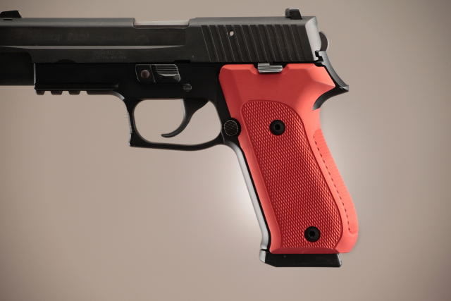 Hogue SIG Sauer P220 DAK American Checkered Aluminum - Matte Red Anodized - Hogue