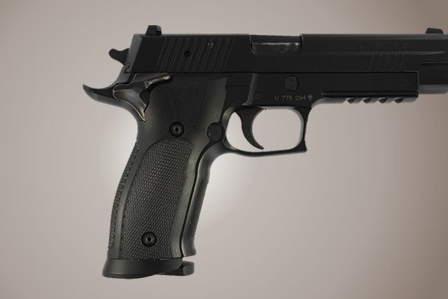 Hogue SIG Sauer P226 SAO X5 X6 Checkered G-10 Solid Black - Hogue