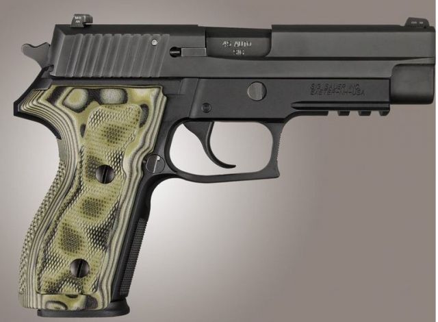 Hogue SIG Sauer P227 DA/SA Checkered G10 G-Mascus Green Screws And Bushings Included Green - Hogue