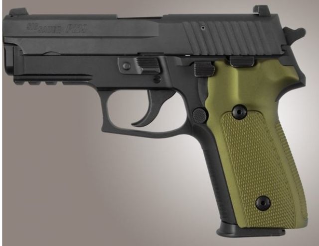 Hogue SIG Sauer P228 - P229 Checkered Aluminum - Matte Green Anodized - Hogue