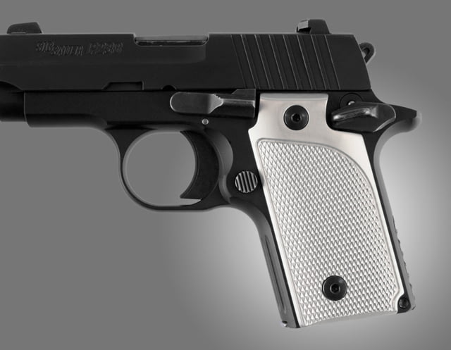 Hogue SIG Sauer P238 Checkered Aluminum - Brushed Gloss Clear Anodize - Hogue