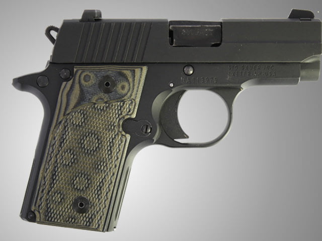 Hogue SIG Sauer P238 Checkered G-10 - G-Mascus Green - Hogue