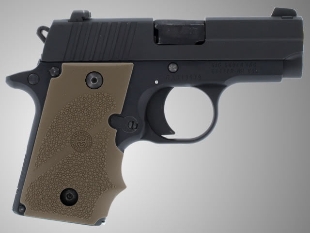 Hogue SIG Sauer P238 Rubber Grip with Finger Grooves Desert Tan
