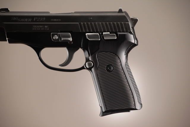 Hogue SIG Sauer P239 Checkered Aluminum - Brushed Gloss Black Anodized - Hogue
