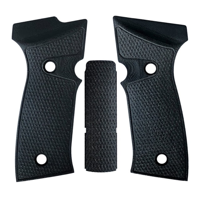 Hogue Sig Sauer P320 AXG Palmswell Panels Inverse Checkered G10 Solid Black - Hogue