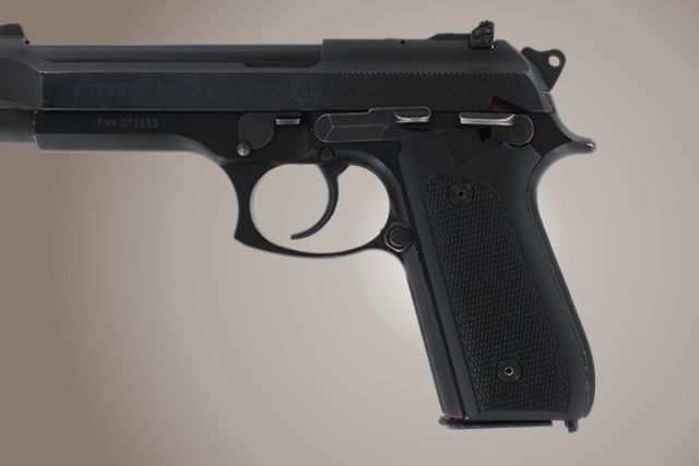 Hogue Taurus PT-99 PT-92 PT-100 PT-101 With Decocker Checkered G-10 - Solid Black - Hogue