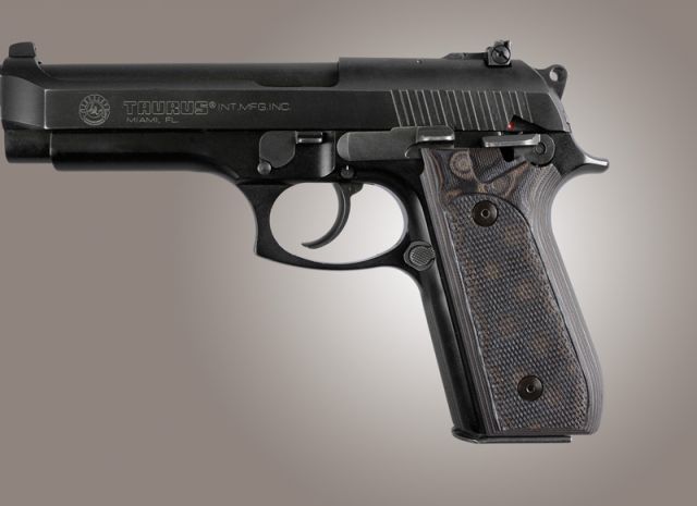 Hogue Taurus PT-99 PT-92 PT-100 PT-101 With Decocker Checkered G-10 - G-Mascus Black/Gray - Hogue