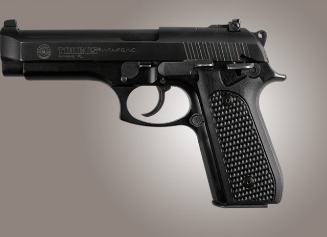 Hogue Taurus PT-99 PT-92 PT-100 PT-101 With Decocker Piranha Grip G-10 - Solid Black - Hogue