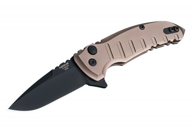 Hogue X1-Microflip Folding Knife 2.75in Drop Point Blade Black Finish Alum Frame Matte Flat Dark Earth - Hogue