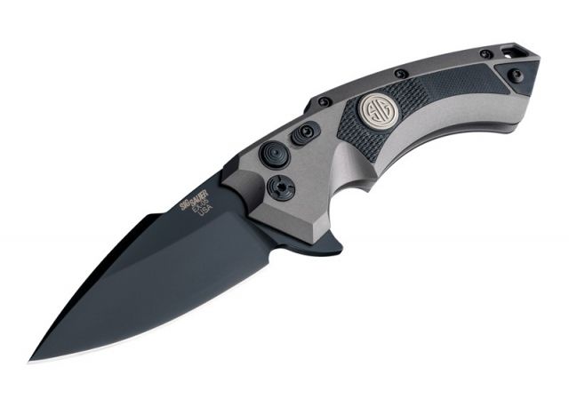 Hogue X5 3.5in Sig Tactical Folder CPM154 Spear Point Blade Black Finish Aluminum Frame/G10 Insert Grey/Black - Hogue