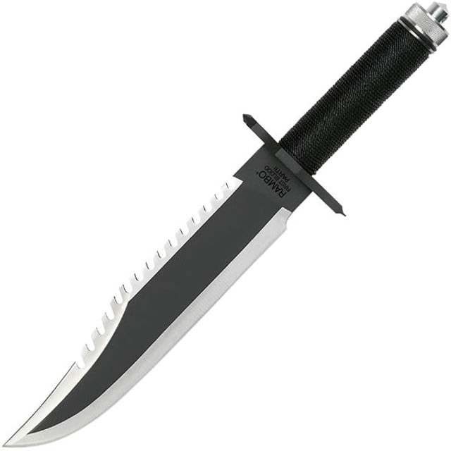 Hollywood Collectibles Rambo First Blood II Bowie Fixed Blade Knife15.5in Black Cord WrappedPlain HC - Hollywood Collectibles