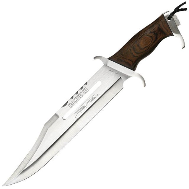 Hollywood Collectibles Rambo III Signature Bowie Fixed Blade Knife18inWood HandlePlain HC - Hollywood Collectibles