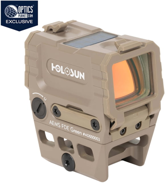 Holosun OPMOD AEMS Red Dot Sight, Green MRS, 1x, 2 MOA Dot, Flat Dark Earth