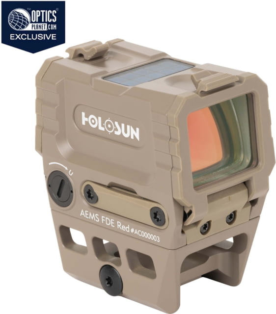 Holosun OPMOD AEMS Red Dot Sight, Red MRS, 1x, 2 MOA Dot, Flat Dark Earth