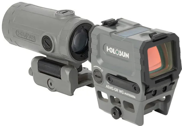 Holosun OPMOD AEMS Reflex Red Dot & HM3XT Magnifier Combo Red 2MOA Dot and 32MOA Circle Circle-Dot Wolf Gray AEMS-RD WG+HM3XT WG - Opmod