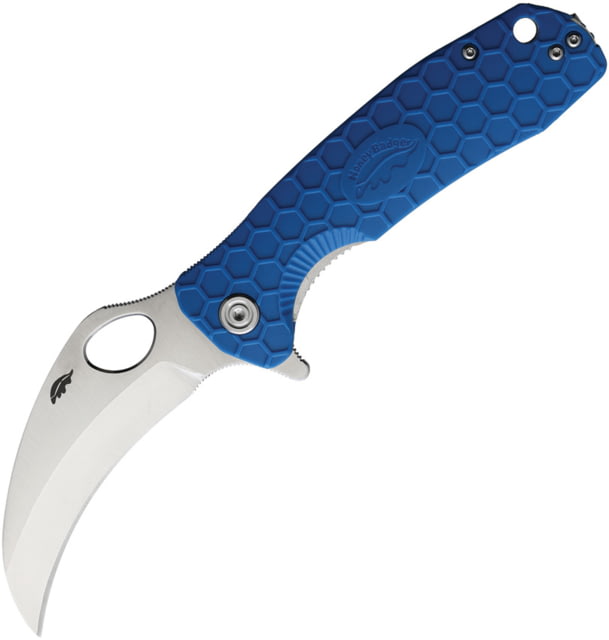 Honey Badger Knives Large Claw Linerlock Folding Knife 3.38" satin finish 8Cr13MoV stainless blade Blue textured GRN handle - Honey Badger Knives