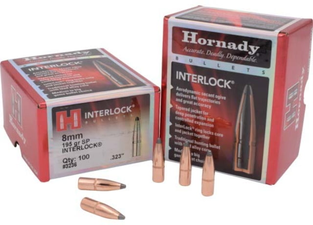 Hornady InterLock Rifle Bullets 8mm .323 195 Grain Spire Point