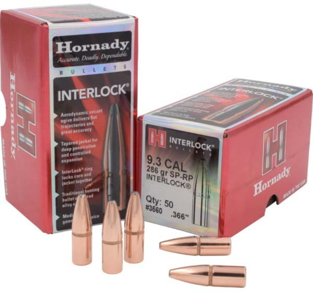 Hornady InterLock Rifle Bullets .366 286 Grain Spire Point-Recoil Proof