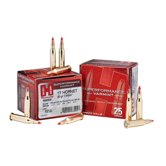 nady Superformance .17 Hornet 20 Grain V-MAX Brass Cased Centerfire Rifle 25 Rounds Ammo