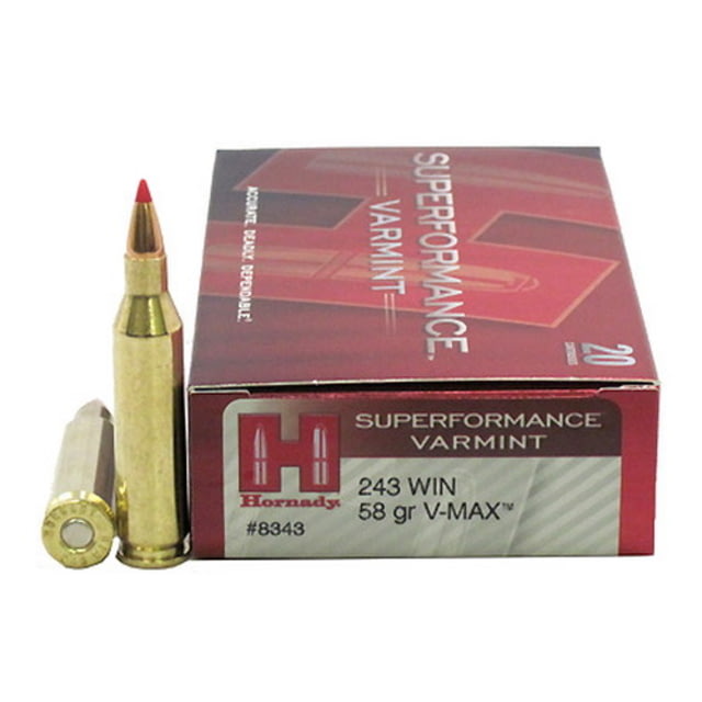 nady Superformance .243 Winchester 58 Grain V-MAX Brass Cased Centerfire Rifle 20 Rounds Ammo