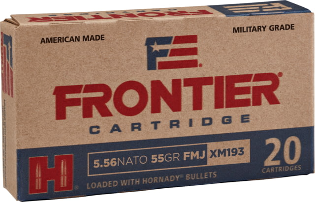 nady Frontier 5.56x45mm NATO 55 Grain Full Metal Jacket Brass Cased Centerfire Rifle 20 Rounds Ammo