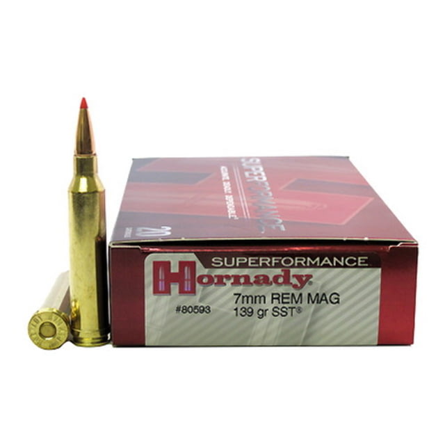 Hornady Superformance 7mm Remington Magnum 139 grain Super Shock Tip Brass Cased Centerfire Rifle Ammo 20 Rounds
