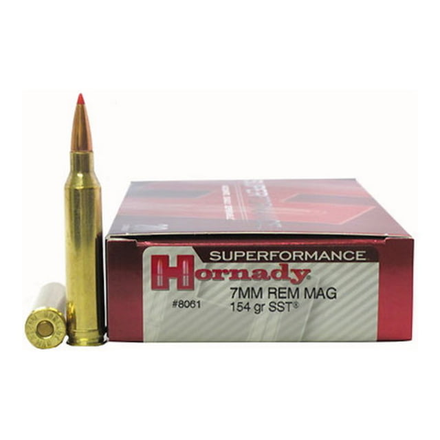 Hornady Superformance 7mm Remington Magnum 154 grain Super Shock Tip Brass Cased Centerfire Rifle Ammo 20 Rounds