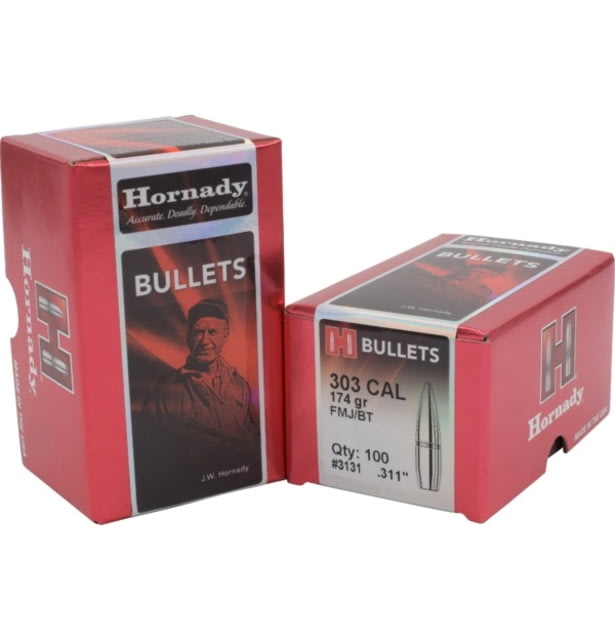 Hornady FMJ Rifle Bullets .303 Caliber 174 grain Full Metal Jacket FMJ 100 Bullet