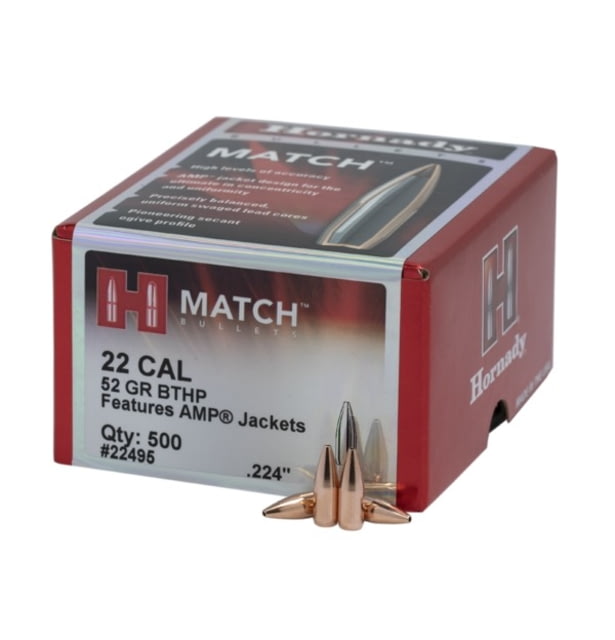 Hornady Match Rifle Bullets .22 Caliber 52 grain Boat Tail Hollow Point BTHP 6000 Bullet - Hornady