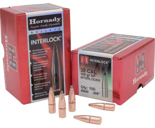 Hornady Bullets .30 cal 165 grain Soft Point 0.308 inch Diameter 100-Rounds