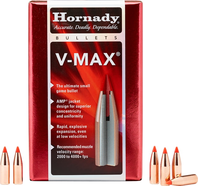 Hornady V-MAX Rifle Bullets 6mm Caliber 65 Grain Polymer Tip 100 Bullets
