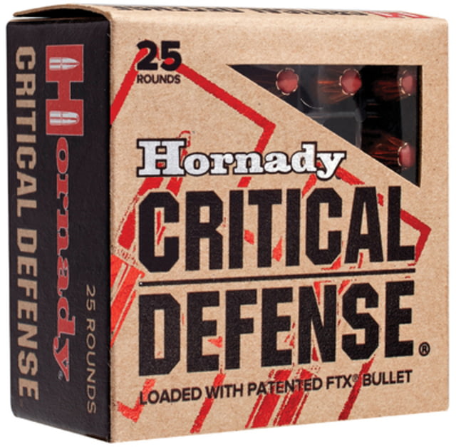 Hornady Critical Defense 9 mm Luger 115 grain Flex Tip eXpanding Brass Cased Centerfire Pistol Ammo 25 Rounds