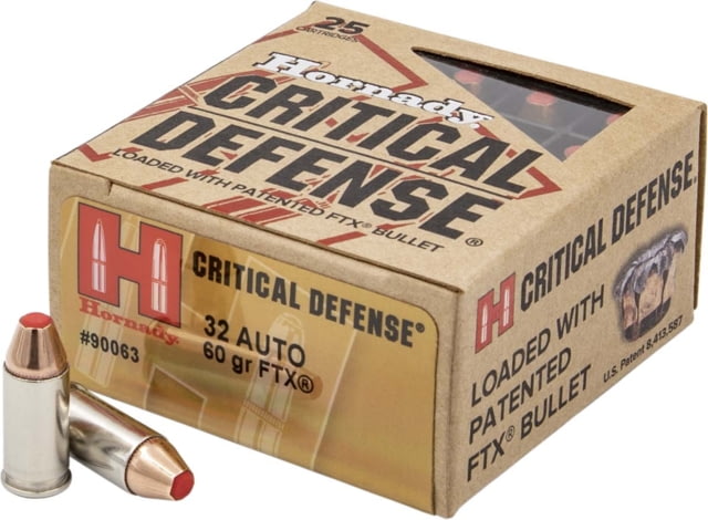 Hornady Critical Defense .32 ACP 60 Grain Flex Tip EXpanding Brass Cased Centerfire Pistol Ammo 25 Rounds nady Critical Defense .32 ACP 60 Grain Flex Tip EXpanding Brass Cased Centerfire Pistol 25 Rounds Ammo