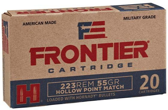 nady Frontier .223 Remington 55 Grain Hollow Point Brass Cased Centerfire Rifle 20 Rounds Ammo