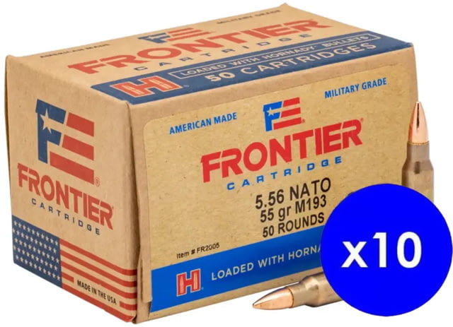 nady Frontier 5.56x45mm NATO 55 Grain Full Metal Jacket Brass Cased Centerfire Rifle 500 Round Ammo