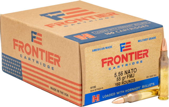 nady Frontier 5.56x45mm NATO 55 Grain Full Metal Jacket Brass Cased Centerfire Rifle 150 Rounds Ammo
