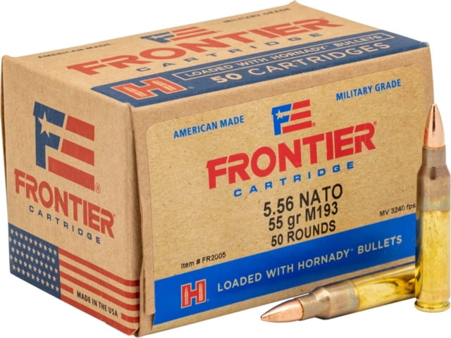 nady Frontier 5.56x45mm NATO 55 Grain Full Metal Jacket Brass Cased Centerfire Rifle 50 Rounds Ammo