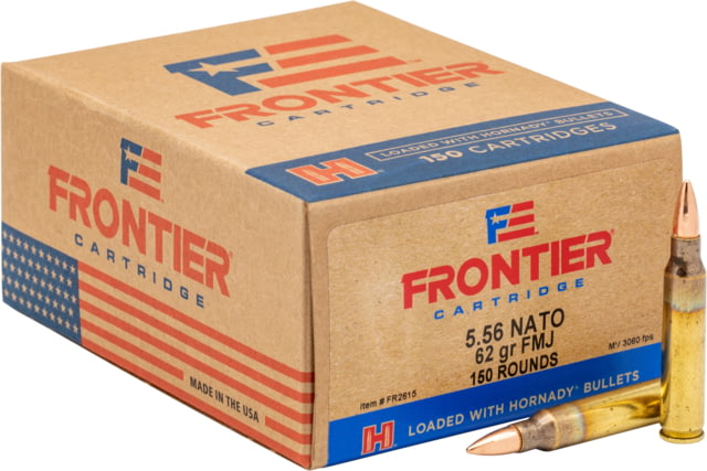 nady Frontier 5.56x45mm NATO 62 Grain Full Metal Jacket Brass Cased Centerfire Rifle 150 Rounds Ammo