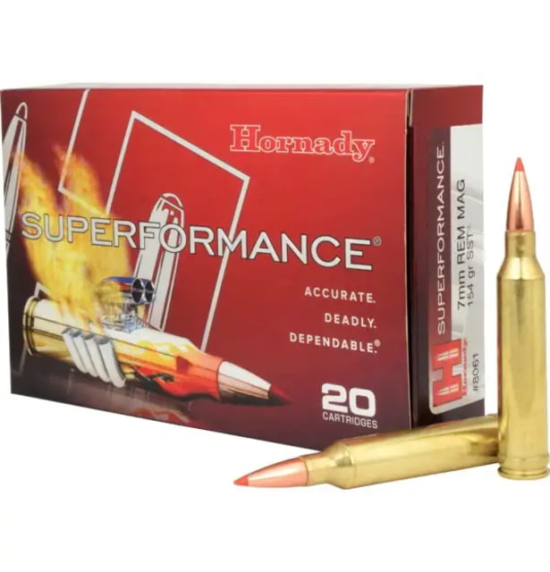 Hornady Superformance 7mm Remington Magnum 154 grain Super Shock Tip Brass Cased Centerfire Rifle Ammo 200 Round