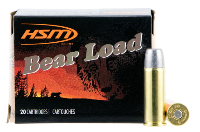 HSM Ammunition Bear Load .45 Colt 325 Grain Wide Flat Nose Brass Cased Pistol Ammo 20 Rounds 45C7N20 Ammunition Bear Load .45 Colt 325 Grain Wide Flat Nose Brass Cased Pistol 20 Rounds 45C7N20 Ammo