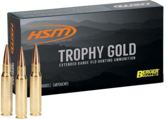 HSM Ammunition Trophy Gold 6.5mm PRC 130 Grain Jacketed Hollow Point Brass Cased Rifle Ammo 20 Rounds - Hsm Ammunition