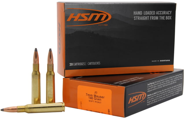 HSM 7mm Mauser 140 grain Soft Point Rifle Ammo 20 Rounds - Hsm Ammunition