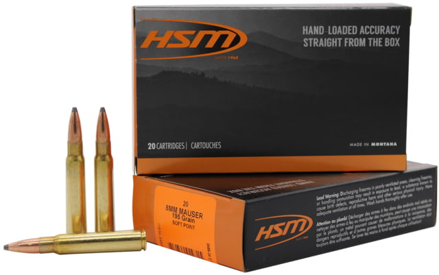 HSM 8mm Mauser 195 grain Soft Point Rifle Ammo 20 Rounds - Hsm Ammunition