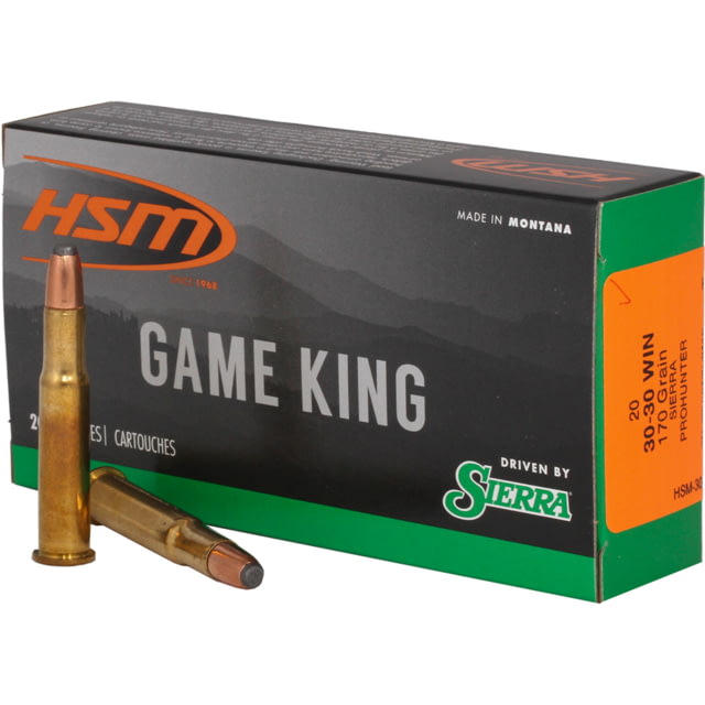 HSM Ammunition Game King .30-30 Winchester 170 Grain Sierra Gameking Brass Cased Centerfire Rifle Ammo 20 Rounds - Hsm Ammunition