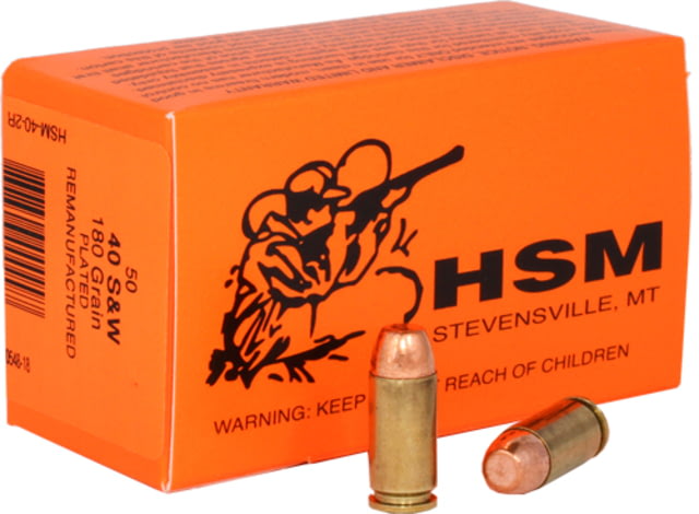Hsm Ammunition Hsm Ammo Rmfg .40s&w 180gr Plated Lead Round Nose 50-pack - Hsm Ammunition