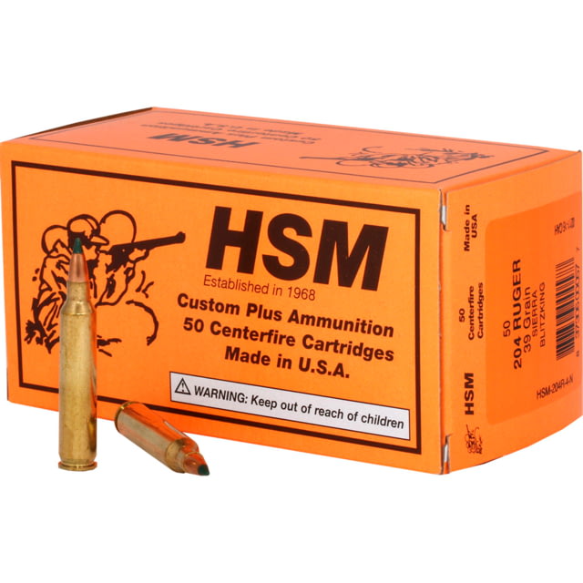  Ammunition Varmint .204 Ruger 39 Grain Sierra Blitzking Brass Cased Centerfire Rifle 20 Rounds Ammo