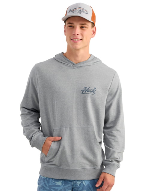 HUK Performance Fishing Edisto Bass Batch Terry Hoodie - Men's Heather Grey 2XL