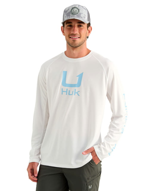 HUK Performance Fishing Icon Long Sleeve Crew - Men's White 2 Medium