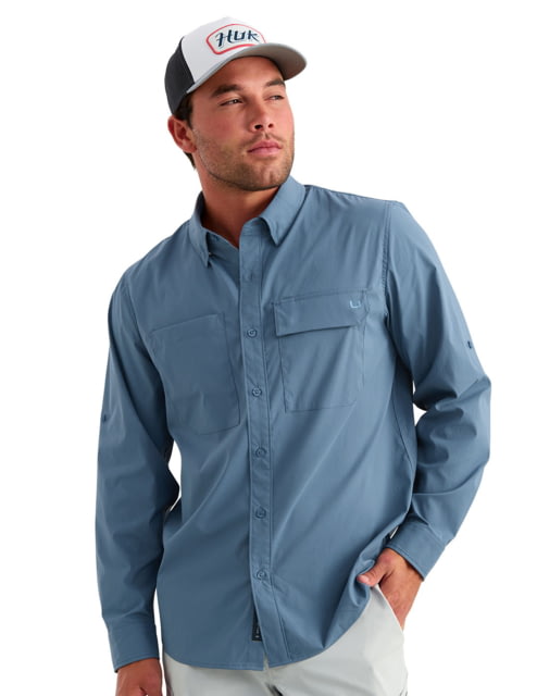 HUK Performance Fishing Icon Long Sleeve Shirt - Men's Stormy Blue 2XL
